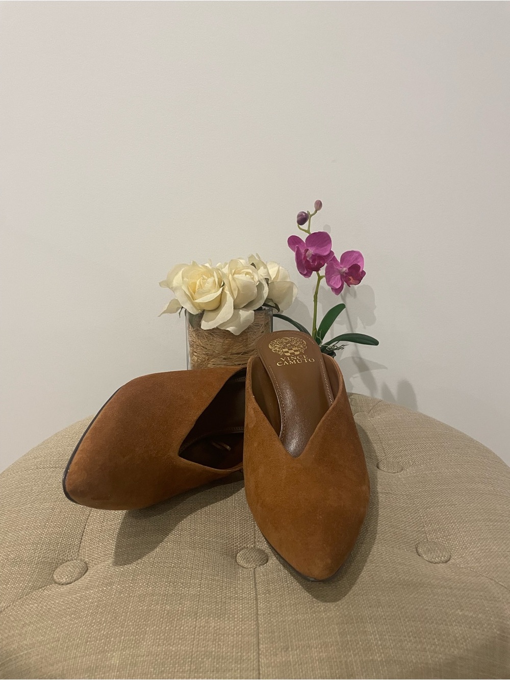 Vince Camuto Cognac Suede Pointed-Toe Mule - Size 9 - Picture 9 of 14